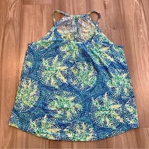Lilly Pulitzer Blue and Green Palm Tank Top
